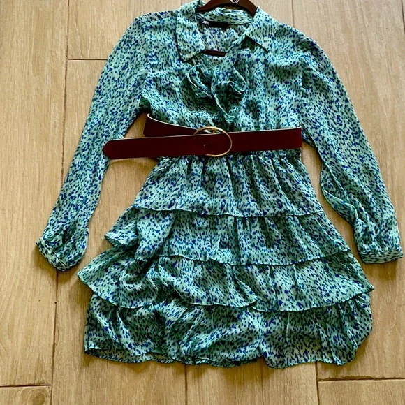 zara layered dress ZARA Ruffled Dotted Mesh Dress